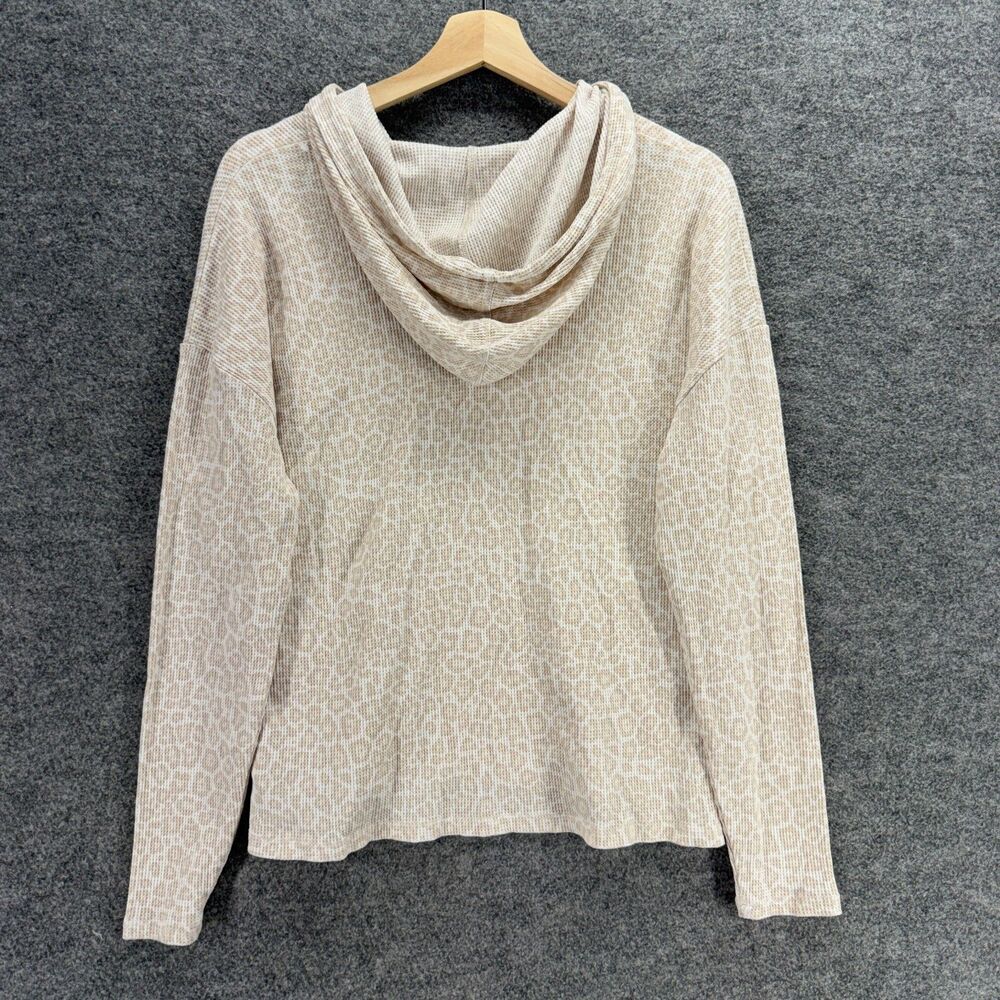 Splendid Hoodie Women XS Beige Animal Print Hooded Long Sleeve Cotton Casual - Picture 2 of 7